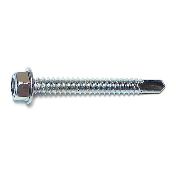 Buildright Self-Drilling Screw, #14 x 2 in, Zinc Plated Steel Flange Hex Head External Hex Drive, 42 PK 09792 - main